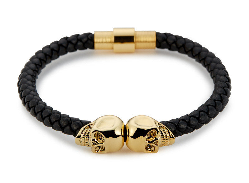 Skull Braided Leather Bracelet
