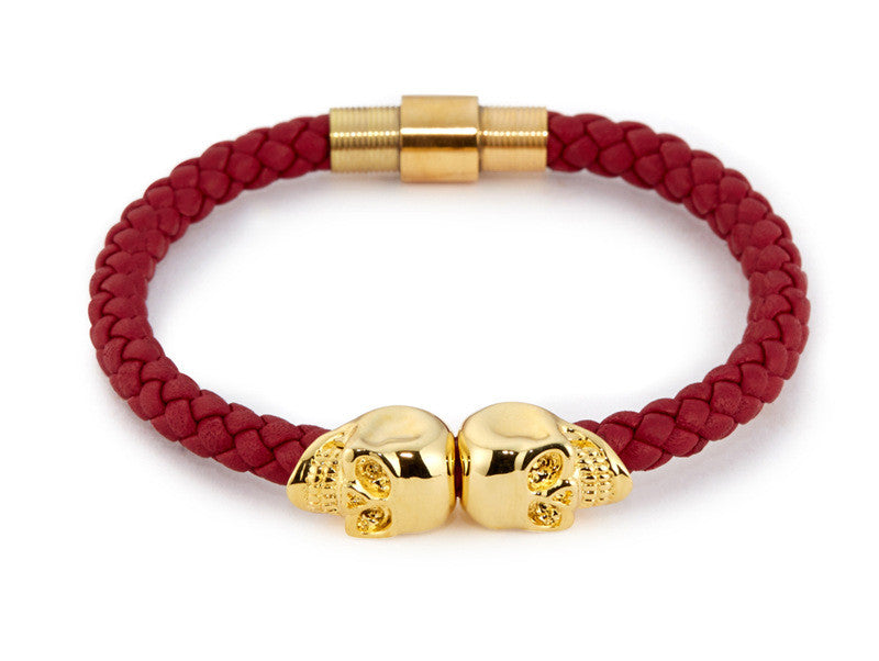 Skull Braided Leather Bracelet