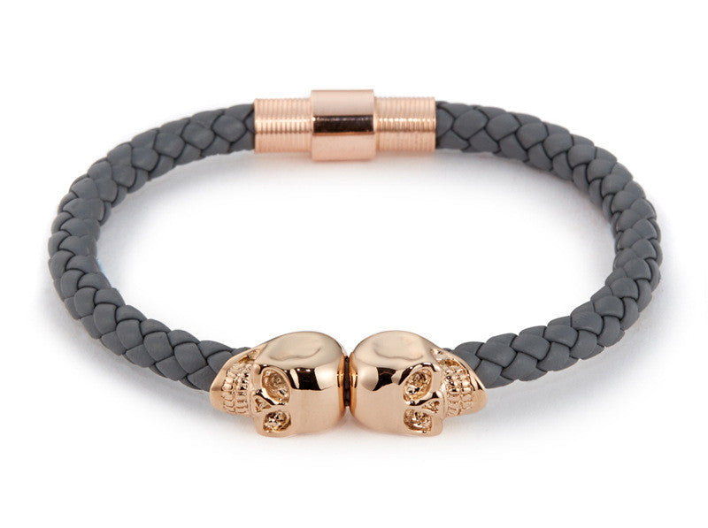 Skull Braided Leather Bracelet