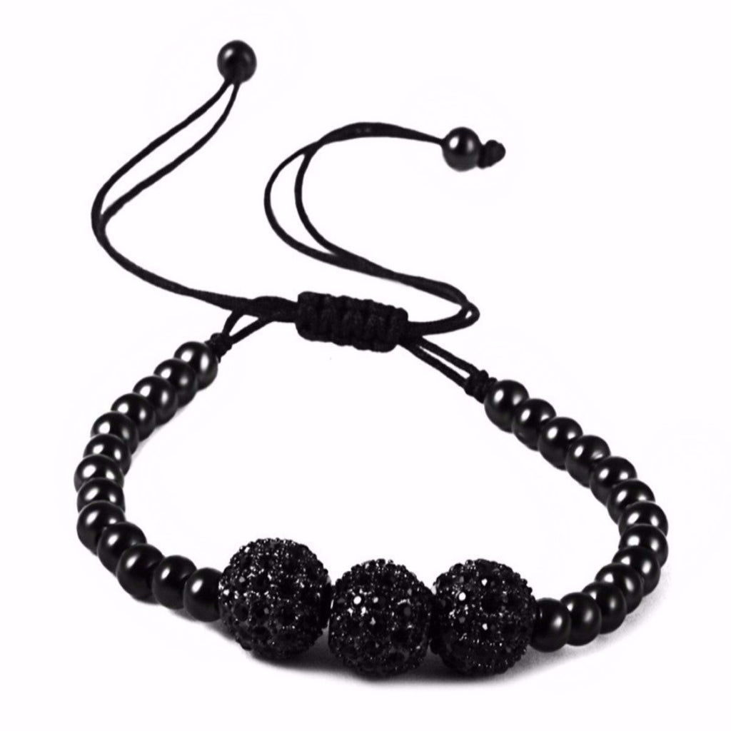 3 Disco Zircon Ball Macrame Bracelet