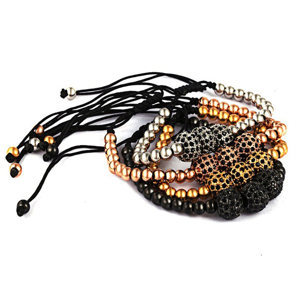 3 Disco Zircon Ball Macrame Bracelet