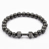 Unisex 8mm Hematite Beaded Dumbbell Bracelet