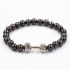 Unisex 8mm Hematite Beaded Dumbbell Bracelet