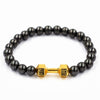 Unisex 8mm Hematite Beaded Dumbbell Bracelet