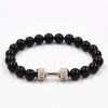 Unisex 8mm Black Beaded Dumbbell Bracelet