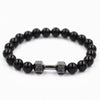 Unisex 8mm Black Beaded Dumbbell Bracelet