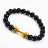 Unisex 8mm Black Beaded Dumbbell Bracelet