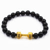 Unisex 8mm Black Beaded Dumbbell Bracelet