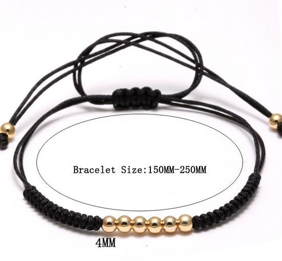 18kt Gold Plated 4mm Beaded Macrame Bracelet