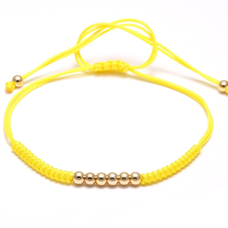 18kt Gold Plated 4mm Beaded Macrame Bracelet