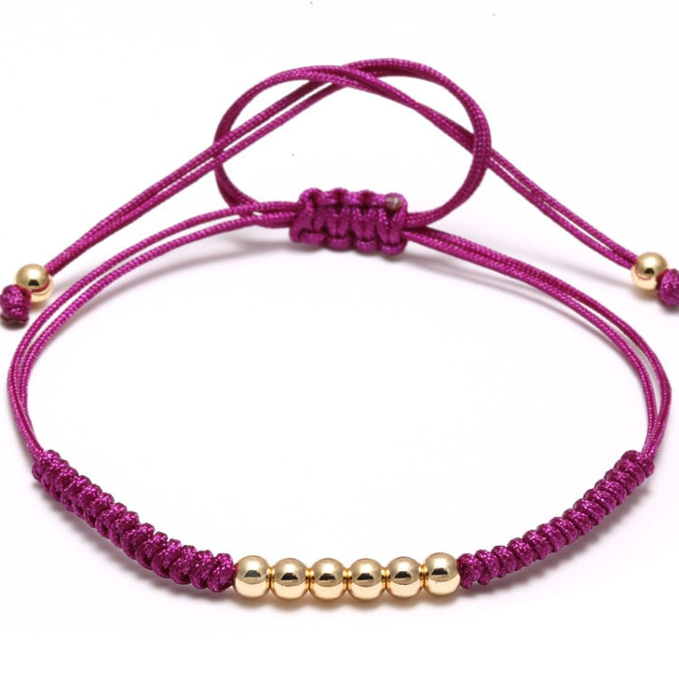 18kt Gold Plated 4mm Beaded Macrame Bracelet