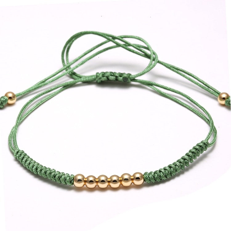 18kt Gold Plated 4mm Beaded Macrame Bracelet