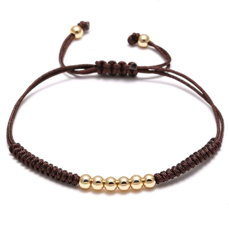 18kt Gold Plated 4mm Beaded Macrame Bracelet