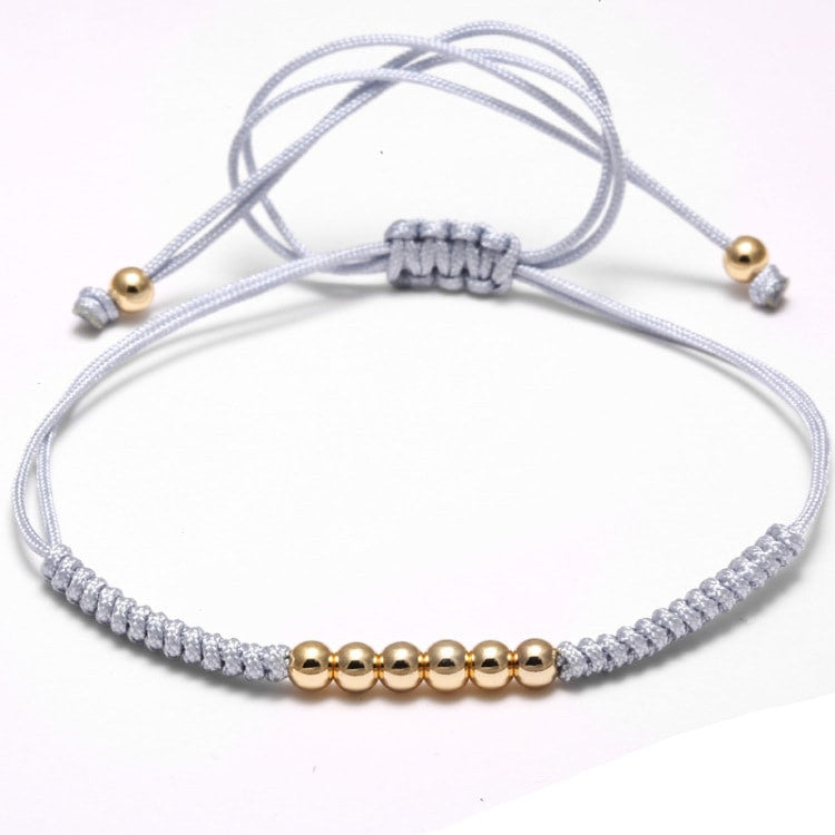 18kt Gold Plated 4mm Beaded Macrame Bracelet