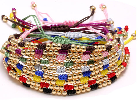 18k Disco Zicron Ball with 4mm Beaded Macrame Bracelet