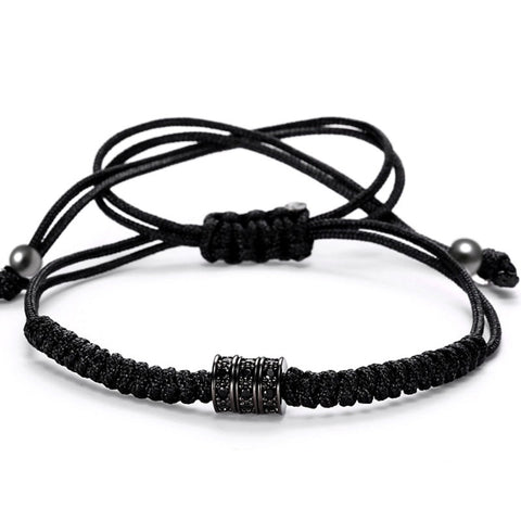 Skull Pave Charm with 8mm Black Onyx Beaded Stretchy Bracelet