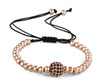 18k Disco Zicron Ball with 4mm Beaded Macrame Bracelet