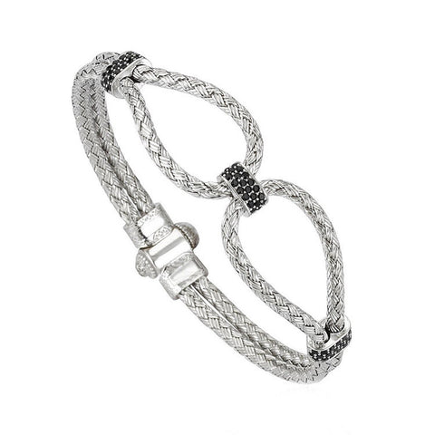 Hematite 8mm Magnetic Beaded Bracelet with Adjustable Rope - Hexagon - Gray