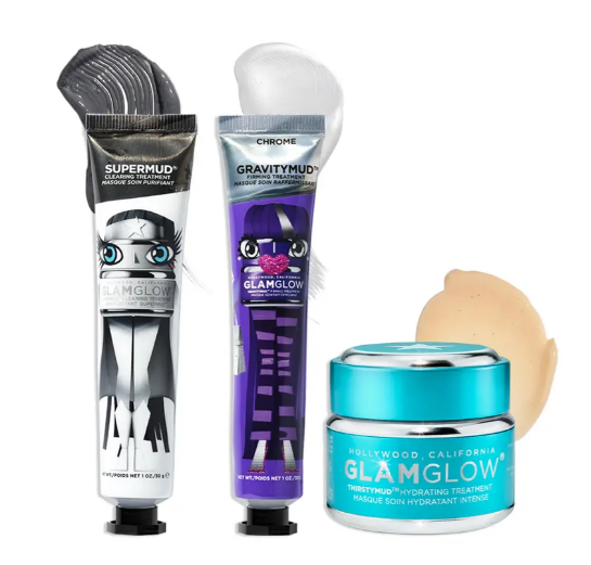 Glamglow 3PC Mask Essentials - Hydrate, Firm + Clear Set Thirsty Super Gravity Mud