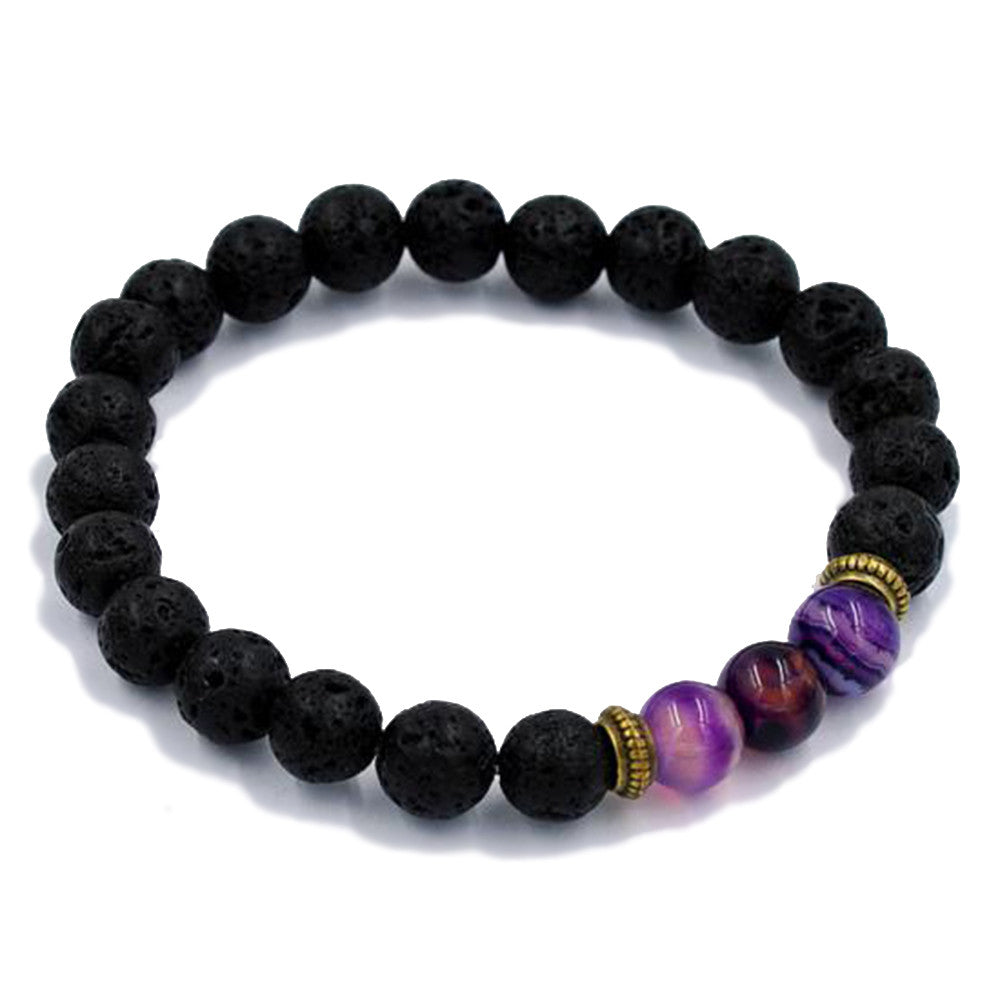 Chakra Aurora 8mm Lava Stones Bracelet