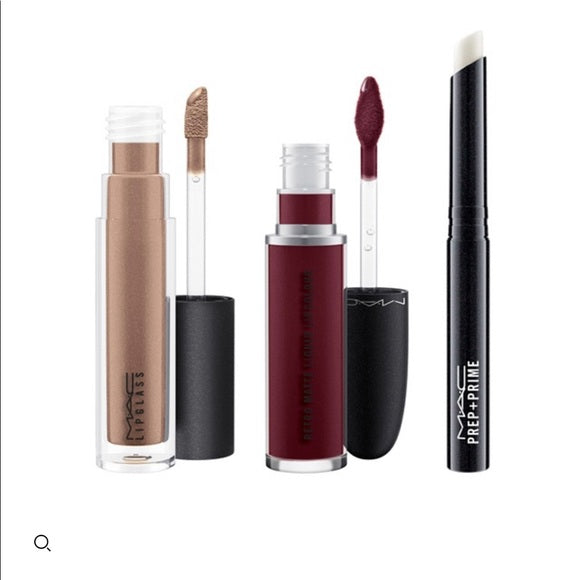 MAC Matte Makes Metal Set: Plum Liquid - Prep + Prime Lip, Retro Matte Liquid Lipcolour, Lipglass