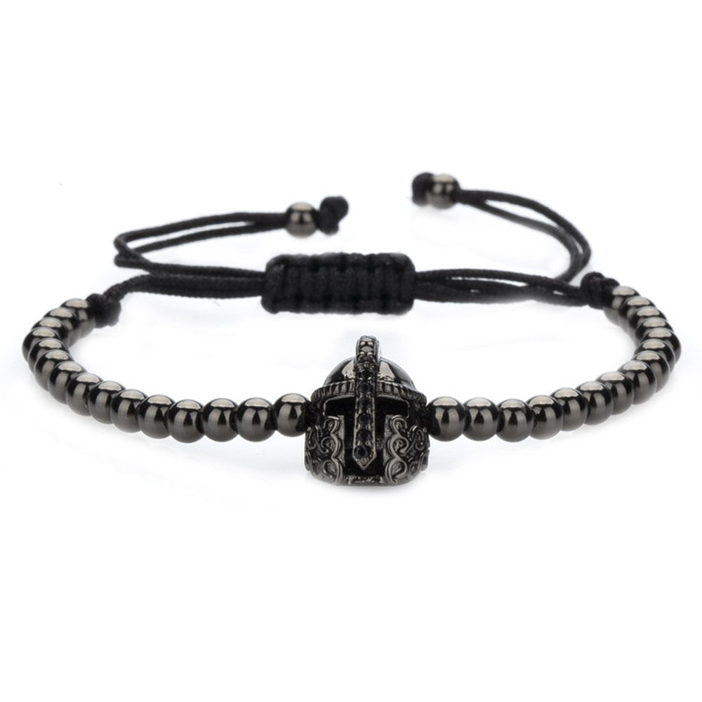 Hypnotique 18k Plated Spartan Helmet Macrame Bracelet