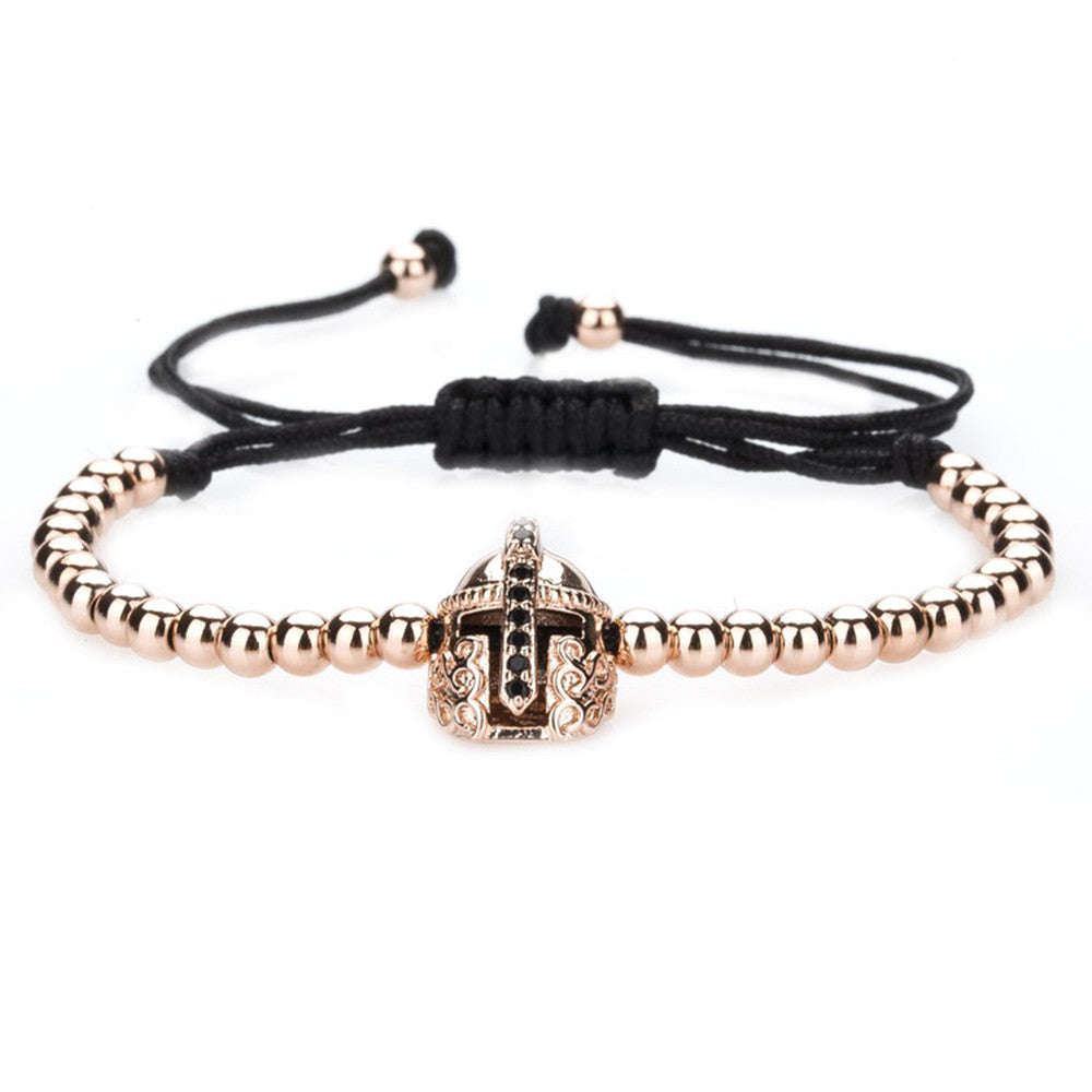 Hypnotique 18k Plated Spartan Helmet Macrame Bracelet