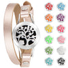 Essential Oil Diffuser Bracelet Tree of Life Aromatherapy 316L Surgical Stainless Steel with Adjustable Genuine Leather & 12 Color Pads