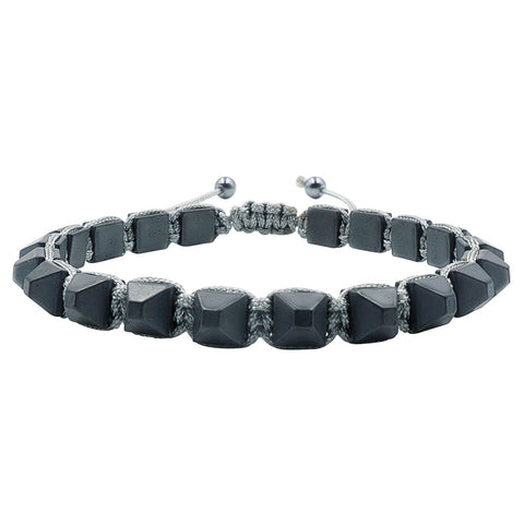 Skull Pave Charm with 8mm Black Onyx Beaded Stretchy Bracelet