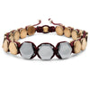 Hematite 8mm Magnetic Beaded Bracelet with Adjustable Rope - Hexagon - Grey/Copper