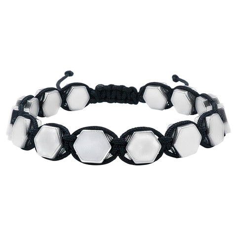 Hematite 8mm Magnetic Beaded Bracelet with Adjustable Rope - Square - Multi